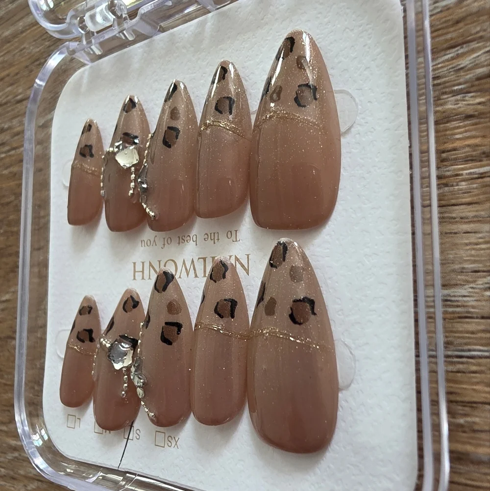 Leopard Print French Tip Press-On Nails | Y2K 3D Butterfly | Size Small